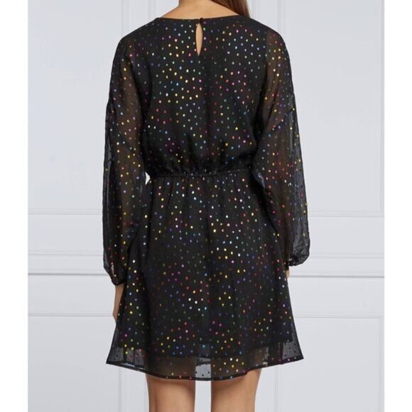 DESIGUAL Emporda Festive Season Dress w/ Metallic Multicoloured Spots Sz XS - Picture 4 of 12